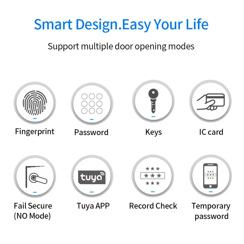 Smart Door Lock Handle With Fingerprint Key card Digital Door Lock Keypad Key Entry electronic lock Mobile APP Control