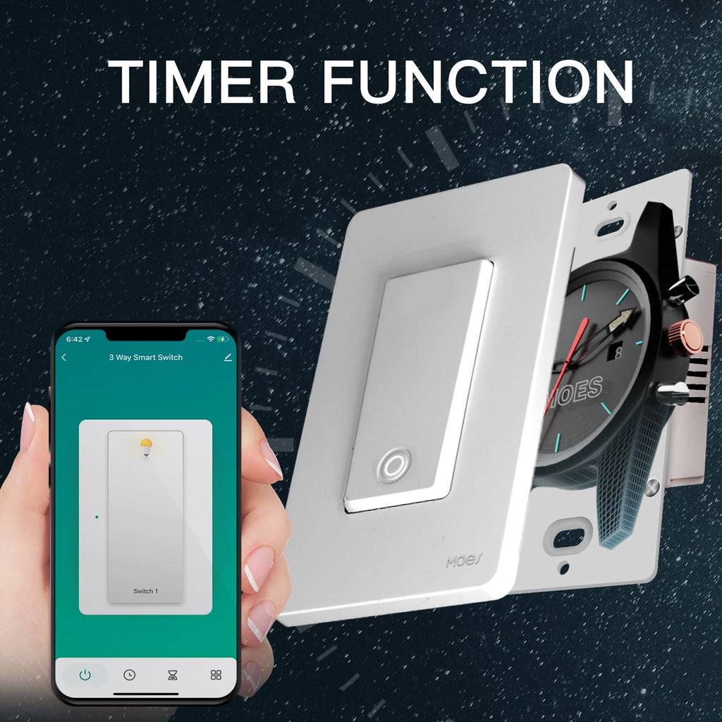 MOES Smart Light Switch No Neutral Wire Required, No Capacitor and No Hub Required,Wi-Fi Switch Work with Alexa and Google Home