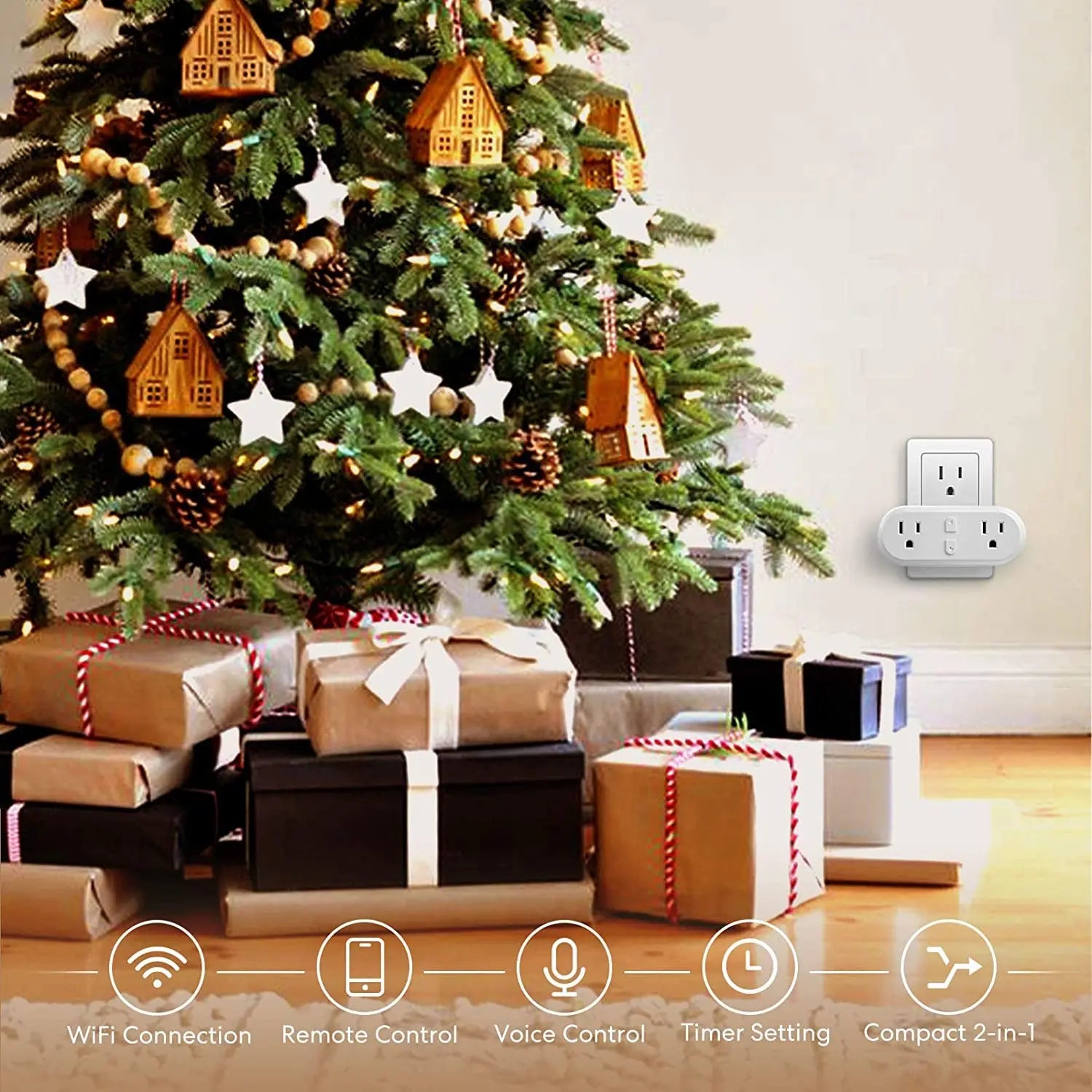 Meross HomeKit 2 In 1 WiFi Dual Smart Plug Outlet US Smart Socket Remote Voice Control Support Alexa Google Home SmartThings