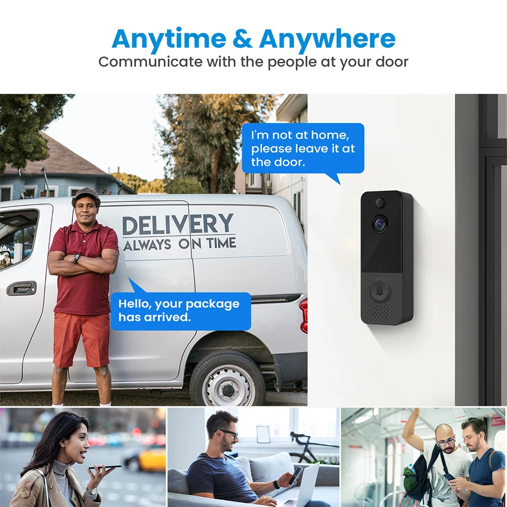 Video Doorbell Camera 2-Way Audio Doorbell with Camera PIR Motion Detection for Home Office