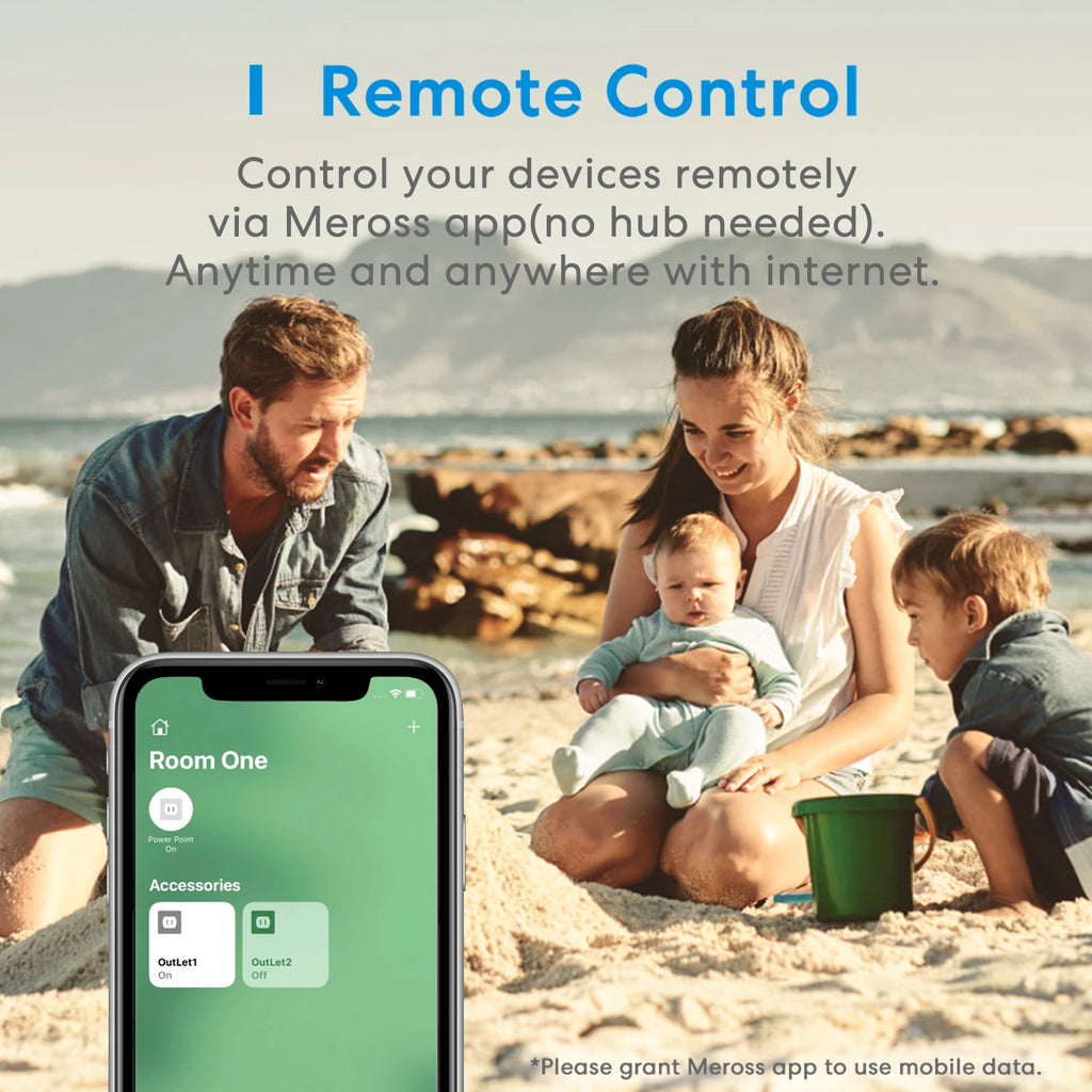 Meross HomeKit 2 In 1 WiFi Dual Smart Plug Outlet US Smart Socket Remote Voice Control Support Alexa Google Home SmartThings